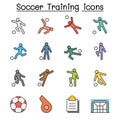 Soccer, Football Training color line icon set