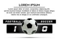 Soccer or Football White Banner With 3d Ball and Scoreboard on white background. Soccer game match goal moment with ball Royalty Free Stock Photo