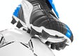 Soccer footwear and ball Royalty Free Stock Photo