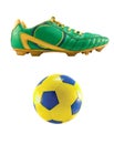 Soccer footwear and ball Royalty Free Stock Photo