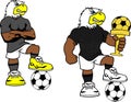 Soccer futbol strong eagle cartoon set