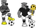 Soccer futbol strong hippo cartoon set