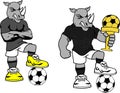 Soccer futbol strong rhino cartoon set