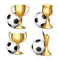 Soccer Game Award Set Vector. Football Ball, Golden Cup. Modern Soccer Tournament. Design For Sport Promotion Royalty Free Stock Photo