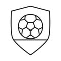 Soccer game, ball shield insignia club, league recreational sports tournament line style icon