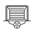 Soccer game, goal net and ball league recreational sports tournament line style icon