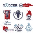 Soccer game isolated icons football sport championship Royalty Free Stock Photo