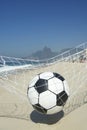 Soccer Goal Ball in Football Net Rio de Janeiro Brazil Beach Royalty Free Stock Photo