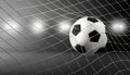 Soccer goal with soccer ball at soccer net 3d illustration