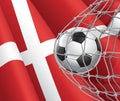 Soccer Goal. Denmark flag with a soccer ball.