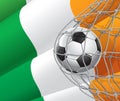 Soccer Goal. Irish flag with a soccer ball. Royalty Free Stock Photo