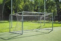 Soccer goal on a school soccer field on a sunny summer day Royalty Free Stock Photo