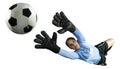 Soccer Goalie Jumping For Ball Royalty Free Stock Photo