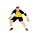 Soccer goalkeeper in front of goal net vector illustration. Royalty Free Stock Photo