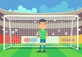 Soccer goalkeeper keeping goal vector illustration Royalty Free Stock Photo