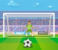 Soccer. Goalkeeper, vector illustration of a goalkeeper prepares to take a penalty