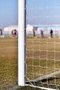 Soccer goalpost and players training