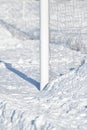 Soccer goalpost and snow