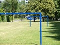 Soccer goals in a park