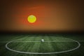 Soccer green grass field at sunset Royalty Free Stock Photo