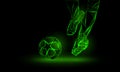 Soccer green neon background. Polygonal Football Kickoff illustration. Royalty Free Stock Photo