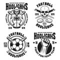 Soccer hooligans set of four vector emblems Royalty Free Stock Photo