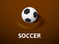 Soccer isometric icon, on color background