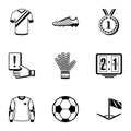 Soccer icons set, simple style