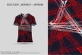 soccer jersey design template with red and black lines