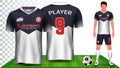 Soccer Jersey and Football Kit Presentation Mockup Template, Front and Back View Including Sportswear Uniform.