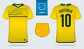Soccer jersey or football kit template design for Australia national football team. Front and back view soccer uniform.
