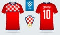 Soccer jersey or football kit template design for Croatia national football team. Front and back view soccer uniform.