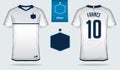 Soccer jersey or football kit template design for France national football team. Front and back view soccer uniform.