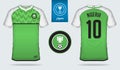 Soccer jersey or football kit template design for Nigeria national football team. Front and back view soccer uniform.