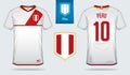 Soccer jersey or football kit template design for Peru national football team. Front and back view soccer uniform.