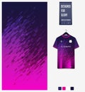 Soccer jersey pattern design. Abstract pattern on violet background for soccer kit, football kit or sports uniform. Shirt mockup.