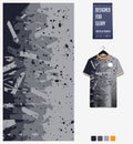 Soccer jersey pattern design.  Dot splatter pattern on gray background for soccer kit, football kit or sports uniform. Vector. Royalty Free Stock Photo