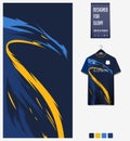 Soccer jersey pattern design. Dragon pattern on dark blue background for soccer kit, football kit or sports uniform. Vector.