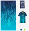 Soccer jersey pattern design. Geometric pattern on blue abstract background for soccer kit, football kit or sports uniform.Vector Royalty Free Stock Photo