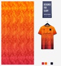 Soccer jersey pattern design. Snake pattern on orange background for soccer kit, football kit. Vector