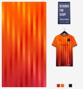 Soccer jersey pattern design. Stripe pattern on orange abstract background for soccer kit, football kit or sports uniform. Vector Royalty Free Stock Photo
