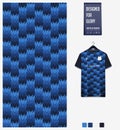 Soccer jersey pattern design. Vertical stripes ethnic pattern on navy blue background for soccer kit, football kit. Vector. Royalty Free Stock Photo