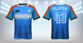 Soccer Jersey and Sport T-Shirt Mockup Template, Realistic Graphic Design Front and Back View for Football Kit Uniforms