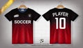 Soccer jersey and t-shirt sport mockup template, Graphic design for football kit or activewear uniforms