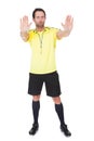 Soccer judge whistling Royalty Free Stock Photo