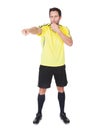 Soccer judge whistling Royalty Free Stock Photo