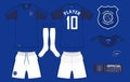 soccer kit or football jersey template for football club. Short sleeve football shirt mock up. Front and back view soccer uniform Royalty Free Stock Photo