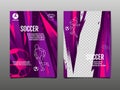 Soccer Layout template design, football league, Purple magenta tone, sport