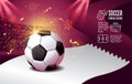 Soccer Layout template design, football, Purple magenta tone, Qatar flag concept