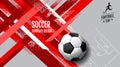 Soccer Layout template design, square, red tone, sport background